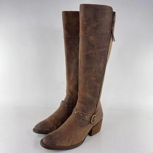 Born Women’s Alize Brown Leather Tall Boot US 10 M Double Zip Biker riding boot